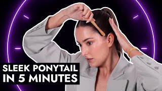 5 Minute Sleek Ponytail Tutorial  How to get perfect slick hair [upl. by Ammeg342]