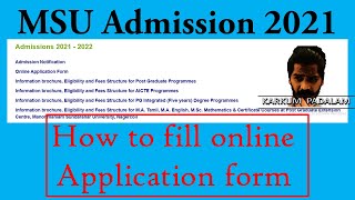 How to fill online application form in Manonmaniam Sundaranar University  MSU Admission 2021 [upl. by Kordula]