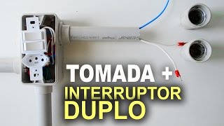 Instalação de Interruptor Duplo com Tomada  Passo a passo [upl. by Valenta]