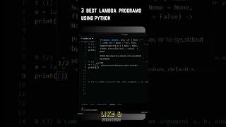 Run three most important Program in Python using Lambda function for beginners [upl. by Taveda]