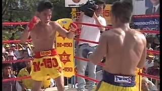 Muay Thai Boran KO fight no gloves Cambodia vs Burma [upl. by Buff]