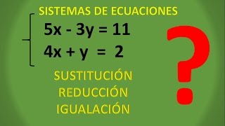 SISTEMAS DE ECUACIONES  LOS 3 MÉTODOS EXPLICADOS [upl. by Meelak363]