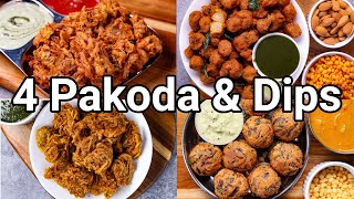 4 Must Try Vegetable Pakora amp Flavoured Dip Recipes  Street Style Veg Pakoda amp Chutney Recipes [upl. by Amsaj639]