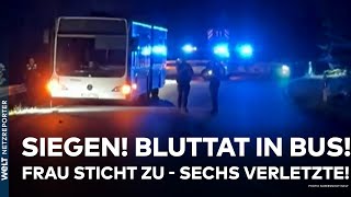 SIEGEN Bluttat in Linienbus Frau sticht mit Messer auf Fahrgäste ein  sechs Verletzte [upl. by Adym]