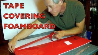 TAPE COVERING FOAMBOARD  For RC Airplane Construction [upl. by Ellenaej935]