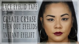 BEST EYELID TAPE  Create Crease Even Out EyelidsInstant EyeliftMelanie Jennings [upl. by Ynnatirb]