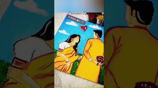 CANVAS PAINTING ❤💛💙💘painting viral youtubeshorts 1ksubscribers acrylic canvaspainting craft [upl. by Derian]