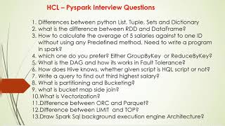 HCL Pyspark Interview question ScenarioBasedInterviewQuestions PysparkInterviewQuestions [upl. by Rinna]