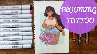 Blooming Tattoo  Copic Illustration amp Chat [upl. by Anayrb684]