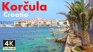 Korcula Croatia 🇭🇷 4K Beach and Old Town Walking Tour June 2022 [upl. by Jozef752]