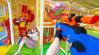 Nerf War  Amusement Park Battle 63 Nerf First Person Shooter [upl. by Yerffoeg]