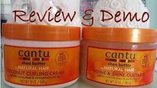 Natural Hair Cantu Shea Butter Curling Cream amp Defining Custard ReviewDemo [upl. by Nalyad]