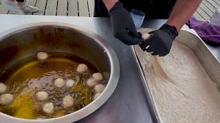 Street food delicious handmade donuts Greek Loukoumades [upl. by Gun]