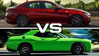 Alfa Romeo Giulia Quadrifoglio vs Dodge Challenger SRT Hellcat [upl. by Einned]