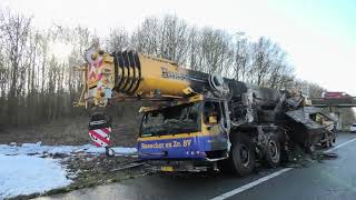 KRAANWAGEN UITGEBRAND OP DE A7 NABIJ FRIESCHEPALEN 22122022 [upl. by Alain]