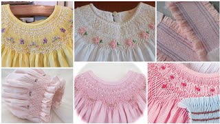 Baby girl embroidery smocking frocks amp dress designs  by Kushi maqbool ideas full designing details [upl. by Bertasi426]