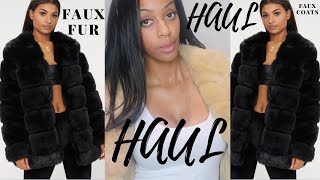 FAUX FUR COAT CLOTHING HAUL PRETTYLITTLETHING MORE 🔥 [upl. by Malinde]