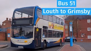 Louth  Grimsby  Bus 51 from Louth to Grimsby  March 2024 [upl. by Ana]