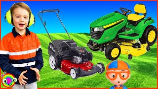 Lawn Mower Videos for Children  BLiPPi Toys  min min playtime [upl. by Aekahs597]