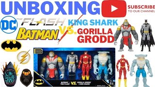 Unboxing Batman  The Flash vs Gorilla Grodd  King Shark Action Figures [upl. by Airdni]