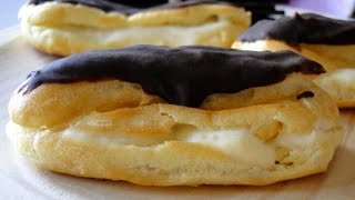 Receta de éclairs sin azúcar rellenos de crema [upl. by Lrae]