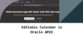 Editable Calendar in Oracle APEX [upl. by Asta]