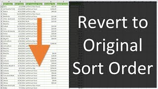 How To Retain Or Revert Back To Original Sort Order In Excel [upl. by Moberg]