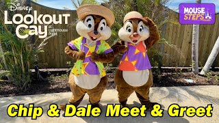 We Meet Chip and Dale at Disney Lookout Cay at Lighthouse Point in NEW Costumes  Disney Cruise Line [upl. by Arbrab91]