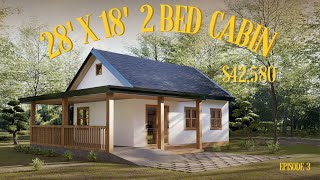 28 x18 Tiny Home Plan  Small House Plans  2 Bed Tiny House Plans  Tour [upl. by Anilrac826]