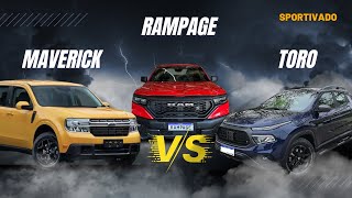 Rampage Vs Maverick Vs Toro O embate de picapes do século Qual leva a melhor [upl. by Piselli]