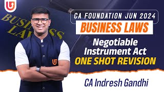 Negotiable Instrument  One shot Revision  CA Foundation Law  June 2024  Indresh Gandhi [upl. by Htennaj]