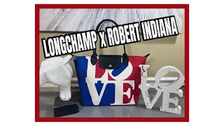 UNBOXING LONGCHAMP X ROBERT INDIANA LE PLIAGE TOTE BAG REVIEW  LUX WIFE LIFE [upl. by Adnoel]