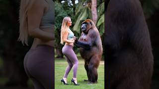 Gorilla best jogging funny video funny animalhumor animals animalsorts bgmcute funnyanimal [upl. by Nev]