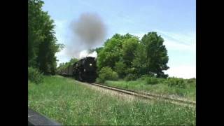 Pere Marquette 1225 Pulls 61 Car Freight Train [upl. by Doran850]