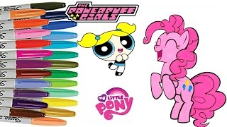 Powerpuff Girls Coloring Book Bubbles My Little Pony Pinkie Pie PPG vs MLP Sprinkled Donuts [upl. by Hemminger]