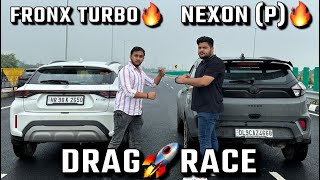 Fronx Turbo vs Nexon 2023 DRAG RACE Nexon to rocket hai🚀nexon2023 fronx dragrace suzuki tata [upl. by Luther732]