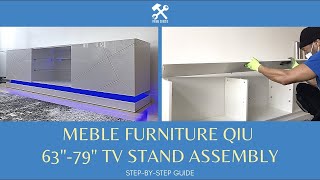 Meble Furniture QIU Modern 63quot 79quot TV Stand Assembly Orduna TV Stand for TVs up to 88quot Assembly [upl. by Mora]