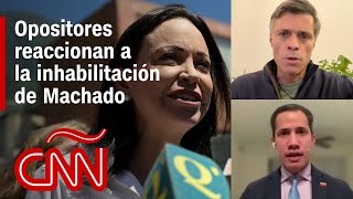 Leopoldo López y Juan Guaidó reaccionan a la inhabilitación de María Corina Machado en Venezuela [upl. by Rekrap]