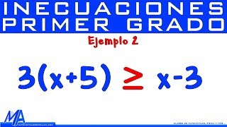 Inecuaciones de Primer Grado  Lineales  Ejemplo 2 [upl. by Aw41]