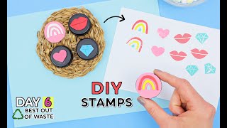 DIY FANCY STAMPS AT HOME  Best Out Of Waste Using Plastic Bottle Caps  DAY 6 [upl. by Dnomrej792]