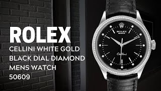 Rolex Cellini White Gold Black Dial Diamond Mens Watch 50609 Review  SwissWatchExpo [upl. by Dias]