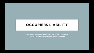 Topic 12 Occupiers Liability 20220603 0037 1 [upl. by Alyahsat]