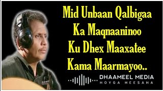 HEES  Moog iyo Jacal Waa Maxay  Saalax Qaasim  Hees Qaraami Xul ah Lyrics [upl. by Ardnassak]