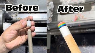 Replacing a broken fiber ferrule installing a clear tip on a pool cue [upl. by Inavoig]