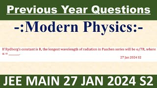 If Rydberg’s constant is R the longest wavelength of radiation in Paschen series will be [upl. by Rocco]