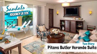 Pitons Oceanview Two Story Butler Veranda Suite BO  Sandals La Toc St Lucia  Tour amp Review 4K [upl. by Tildie]