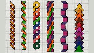 Graph Paper Magic Easy DIY Pixel Patterns CrossStitch Templates And Doodle Grid Art ✍🏻🌈 [upl. by Annwahs]