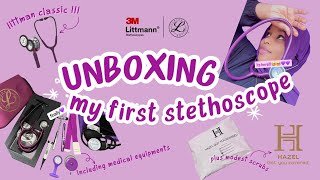 STETHOSCOPE UNBOXING  LITTMANN CLASSIC III purpleplum  SCRUBS  MEDICAL EQUIPMENTS [upl. by Aciria532]