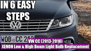 Volkswagen CC 20132018 Low amp High Beam Dipped HID Light D3S Xenon Light Bulb removal replacement [upl. by Acirretahs]