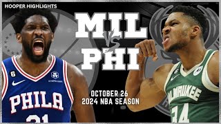 Milwaukee Bucks vs Philadelphia 76ers Full Game Highlights  Oct 26  2024 NBA Season [upl. by Corell]